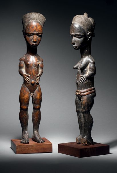 Couple de statuettes Waka Sona, Baoulé, Côte...