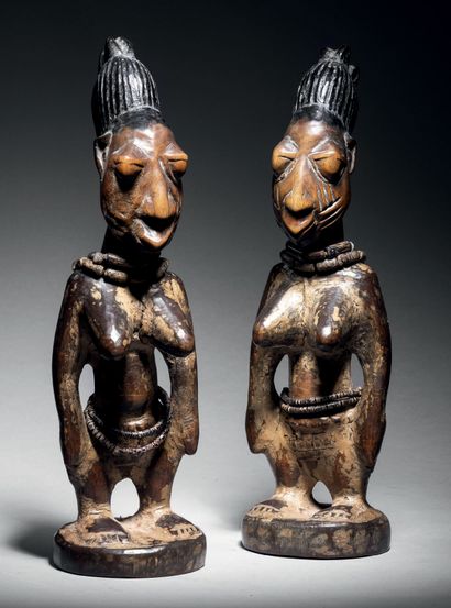 Pair of Ibeji figures, Yoruba, Igbomina region,...