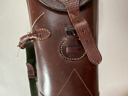 null Double leather case for rifle, manufacturer MIRAMANCHA. Length: 130 cm. Wear...