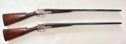 null Pair of Arrieta Elgoibar two-shot rifles, 20-70 caliber. Side-by-side barrels...