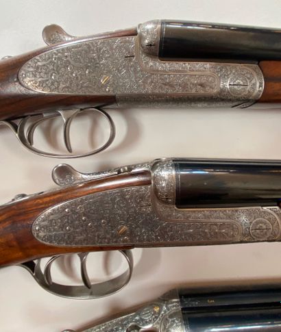 null Triplet of rifle with plates Arrieta Elgoibar, two shots, gauge 28-70. Side-by-side...