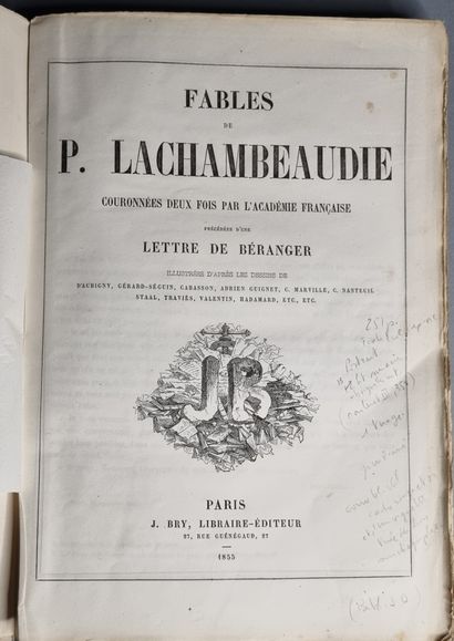 null LACHAMBEAUDIE (Pierre). Fables. Paris, J. de Bry Ainé, 1855. Grand in-8, broché....