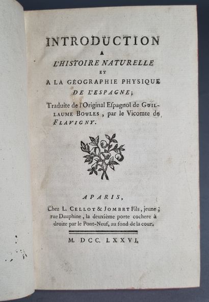 null BOWLES (Guillaume). Introduction à l’Histoire naturelle et à la Géographie physique...