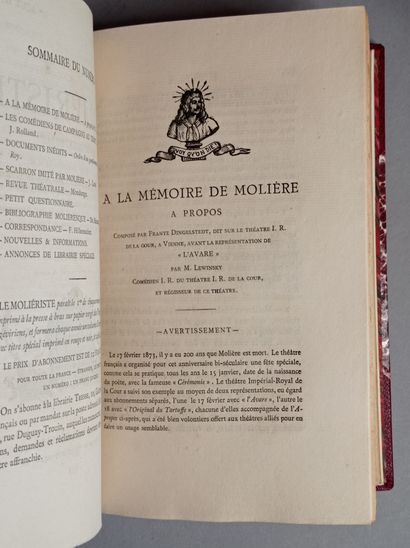 null MOLIÈRE. — Revue Le Moliériste. 1880-1889. 10 volumes in-8, demi-chagrin bordeaux...