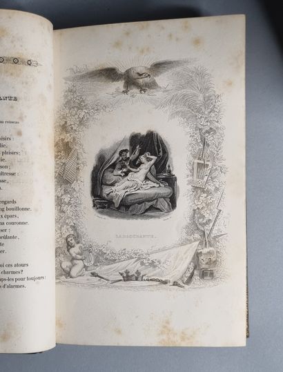 null BÉRANGER. Complete works. Paris, H. Fournier Ainé, 1839. 3 volumes in-8, black...