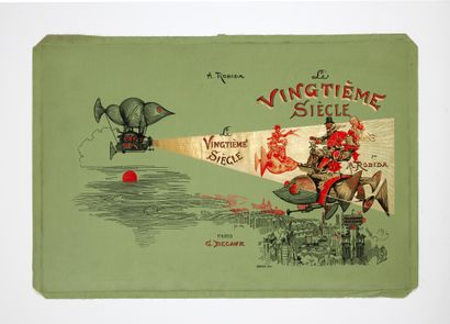 null ROBIDA (Albert). Toile du cartonnage original illustré pour Le Vingtième siècle...