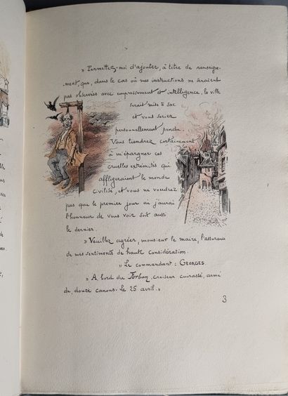 null BERGERET (Gaston). The Events of Pontax. Handwritten and original watercolors...