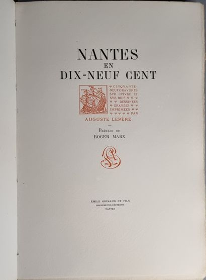 null LOTZ BRISSONNEAU. Nantes en Mille-neuf-cent. Nantes, Émile Grimaud, 1900. In-8,...