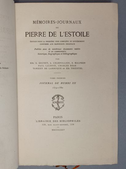 null L’ESTOILE (Pierre de). Mémoires-Journaux. Paris, Jouaust, 1875-1896. 12 volumes...