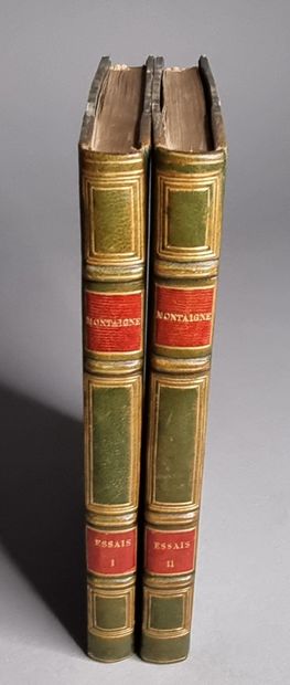 null MONTAIGNE. Essais. Paris, J. Bry Ainé, 1859. 2 volumes in-8, demi-chagrin vert,...