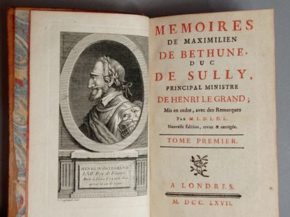 null SULLY (duc de). Mémoires. Londres, 1767. 8 volumes in-12, veau marbré, dos orné...