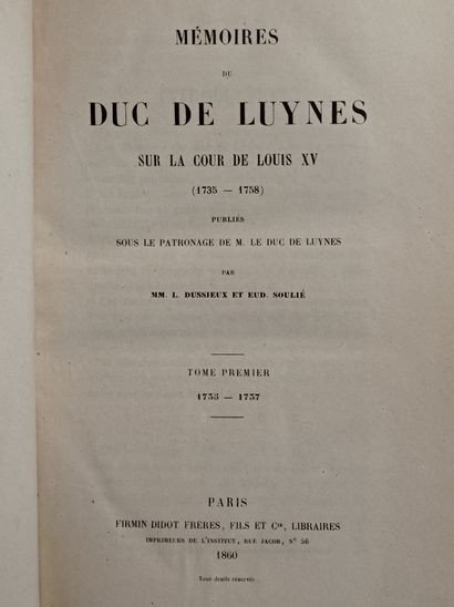 null LUYNES (duc de). Mémoires sur la Cour de Louis XV (1735-1758). Paris, Firmin-Didot,...