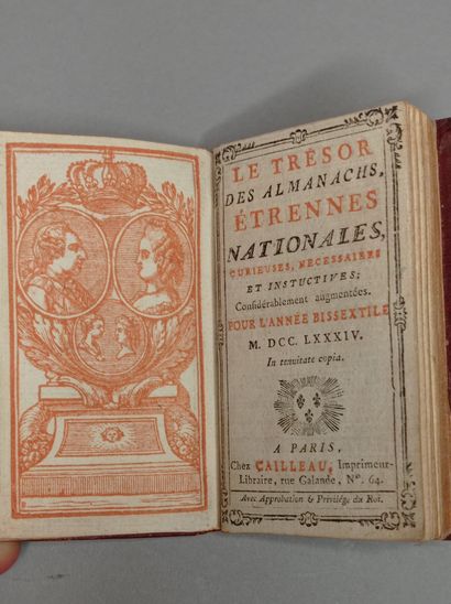 null ALMANACH. — Le Trésor des almanachs, étrennes nationales, année 1784. In-24,...