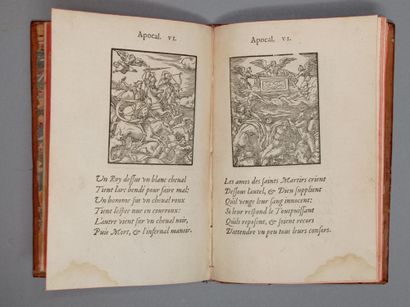 null BIBLE. — Figures du Nouveau Testament. Lyon, Jean de Tournes, 1558. In-8, veau...