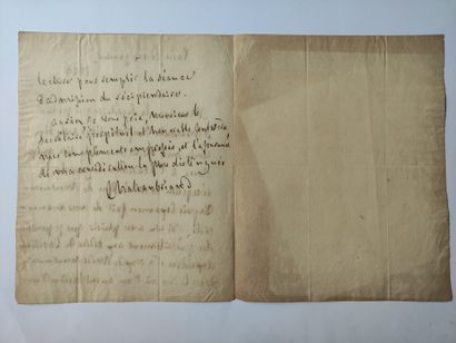 CHATEAUBRIAND François-René vicomte de (1768-1848). Lettre autographe signée à M....