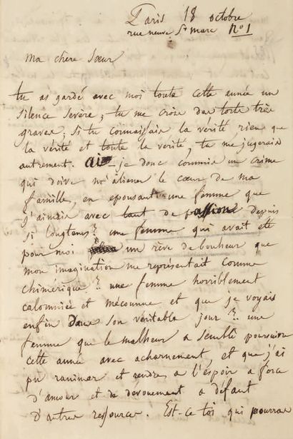 BERLIOZ (Hector). Lettre autographe signée à sa sœur Nanci. Paris. 18 octobre [1833]....