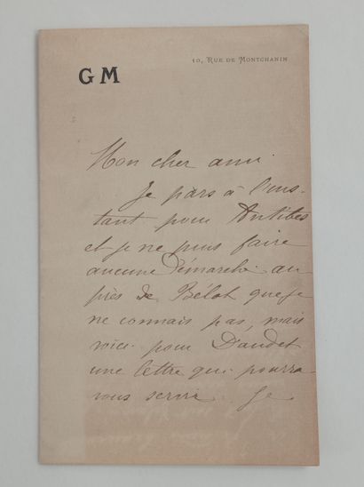 MAUPASSANT Guy de (1850-1893). Lettre autographe signée à «Cher ami», (s.l.n.d.)....