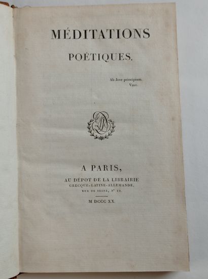 LAMARTINE (Alphonse de). 
Méditation poétiques. Paris, Au Dépôt de la librairie grecque-latine-allemande,...