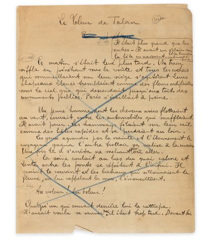 REVERDY (Pierre). Le Voleur de Talan. Manuscrit autographe, [avant 1917], 47 pages...