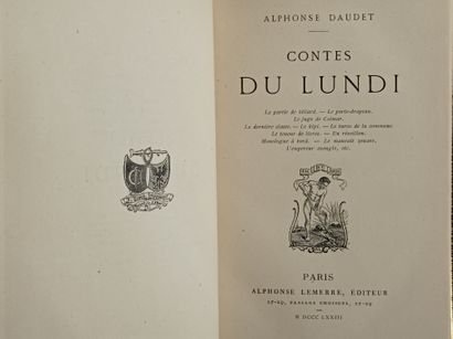 DAUDET (Alphonse). Les Contes du lundi. Paris, Alphonse Lemerre, 1873. In-12, eggplant...
