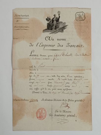 FOUCHÉ Joseph (1759-1820). Pièce signée, Paris, 11 brumaire an XIII (2 novembre 1804)....