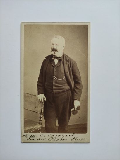 HUGO Victor (1802-1885). Sepia photograph, by Etienne Carjat. Victor Hugo standing...