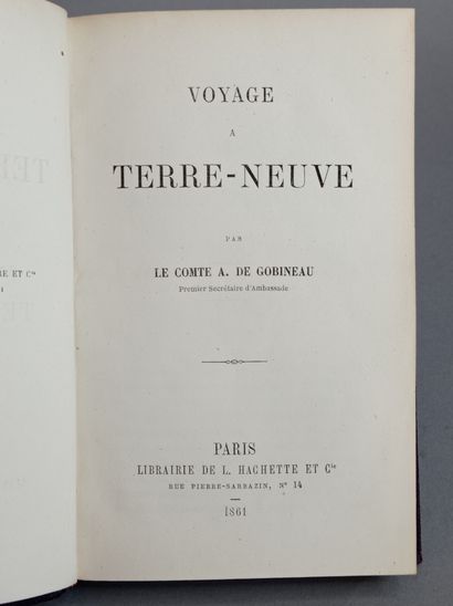 GOBINEAU (Arthur, Comte de). Voyage à Terre-Neuve. Paris, Hachette et Cie, 1861....
