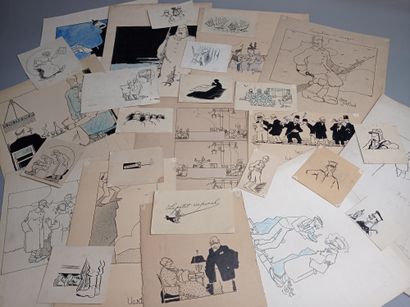  GUERRE 14-18 - CARICATURES. Ensemble de plus de 300 caricatures originales, publiées...