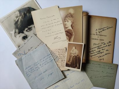  FEMMES CÉLÈBRES. Ensemble de 9 documents. ABBEMA Louise (1853-1927) carte autographe...