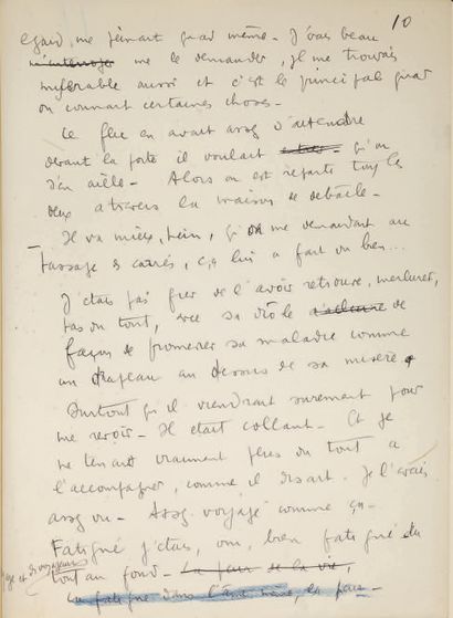 CÉLINE (Louis Destouches, dit Louis-Ferdinand). Chapitre manuscrit inédit du Voyage...