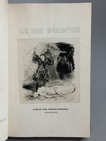 HUGO (Victor). Le Roi s'amuse, drama. Paris, Renduel, 1832. In-8, red half calf,...