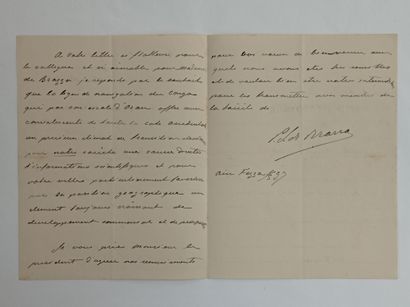 BRAZZA Pierre Savorgnan de (1852-1905). Lettre autographe signée, au président de...