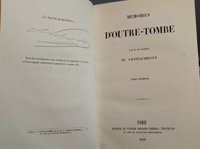 CHATEAUBRIAND (François-René de). Mémoires d'outre-tombe. Paris, Eugène et Victor...