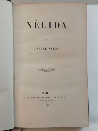 STERN (Daniel, pseudonyme de Marie D'AGOULT). Nélida. Paris, Amyot, 1846. In-8, basane...