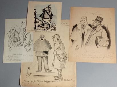 null GUERRE 14-18 - CARICATURES. Ensemble de plus de 300 caricatures originales,...