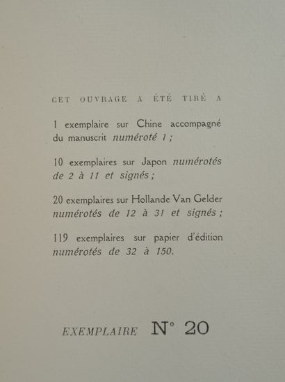 REVERDY (Pierre). Le Voleur de Talan. Roman. [Avignon, Chez l'Auteur], 1917. In-8,...