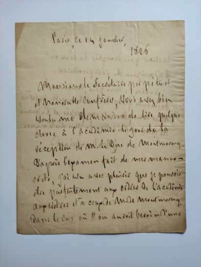 CHATEAUBRIAND François-René vicomte de (1768-1848). Lettre autographe signée à M....