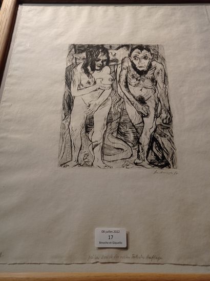 Max BECKMANN (1884-1950) Adam et Eve, 1917
Eau-forte, signée en bas à gauche, située...