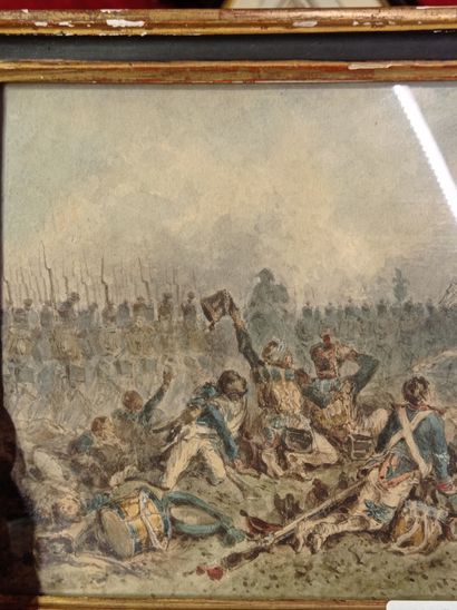 Auguste RAFFET (1804-1860) Napoléon sur le champ de bataille
Lavis et aquarelle sur...