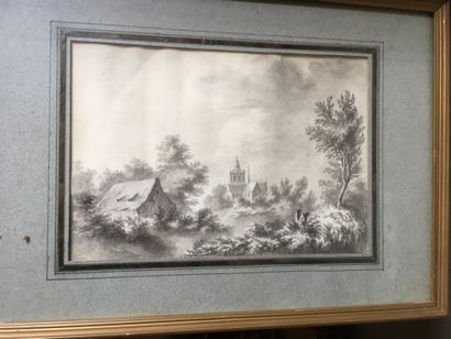 null Ensemble de deux paysages
Lavis d'encre sur papier
XIXème siècle