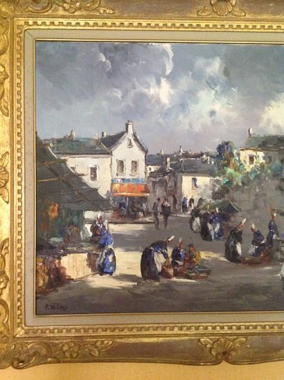 P. WILNAY (XXème siècle) Scène de marché en Bretagne
Huile sur toile, signée en bas...
