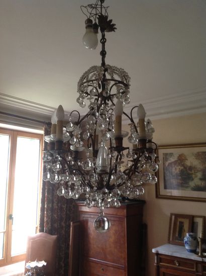 Cage chandelier Decorated with pendants Nine...