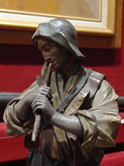 ECOLE NAPOLITAINE DU XIXème SIECLE Figure de crèche
Statuette en terre cuite polychromée
H.41...