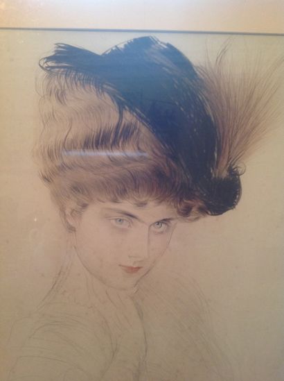 Paul-César HELLEU (1859-1927) 
Jeune femme au chapeau
Pointe sèche, signée en bas...