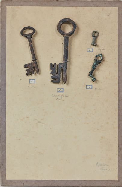 null Intéressante collection de vingt-six clefs réunies au XIXe siècle, trouvées...