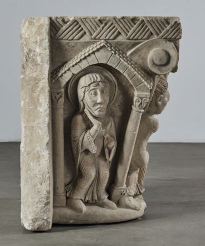 Important chapiteau d'applique, Espagne, première moitié du XIIe siècle