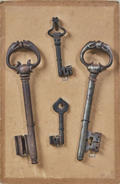 null Intéressante collection de vingt-six clefs réunies au XIXe siècle, trouvées...