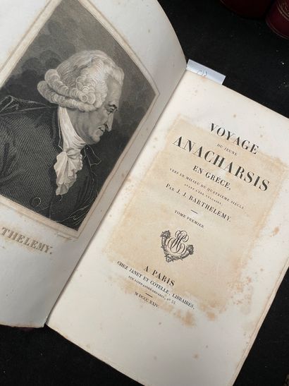 BARTHELEMY Voyage du jeune Anacarsis.
1824.
7 volumes
Reliures en maroquin, dos nervé.
(En...