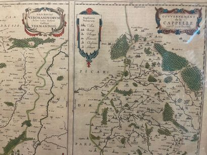 null Lot de deux cartes géographiques
Gravures rehaussées de couleurs
XVIIème siècle
En...