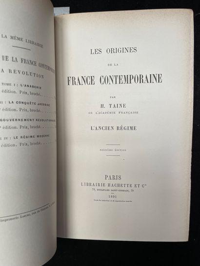 TAINE Les origines de la France contemporaine.
6 volumes
En l'état